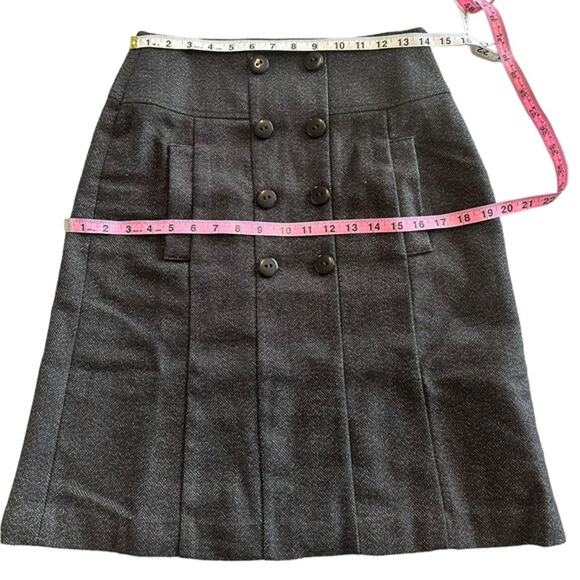 Zara Basic Herringbone Wool Blend Button Front Pocket Pencil Skirt Black Medium - Picture 15 of 15